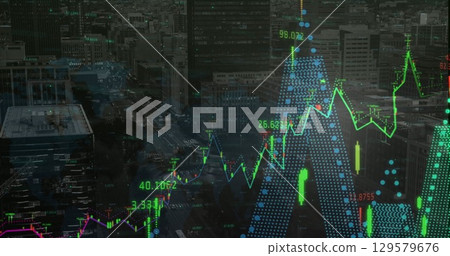 Image of data processing over cityscape Image of data processing over cityscape 129579676