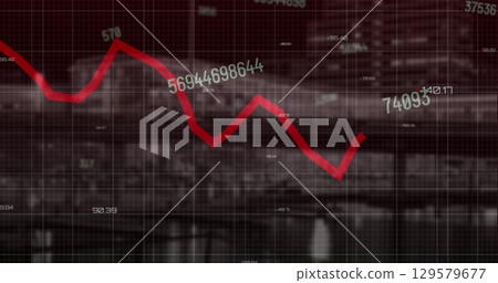 Image of data processing over cityscape 129579677