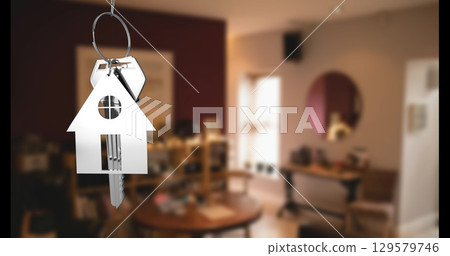Image of christmas greetings on tag over cupcakes on white background 129579746