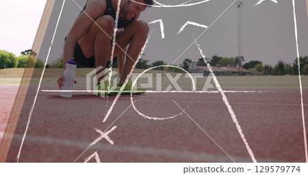 Image of game plan over caucasian man exercising Image of game plan over caucasian man exercising 129579774
