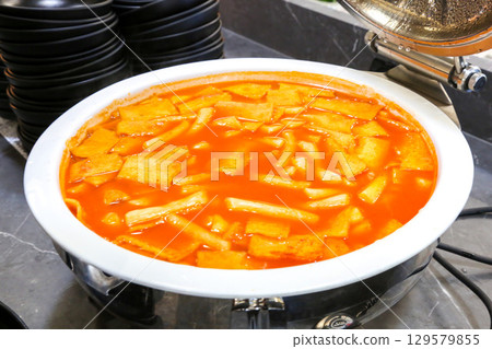 Korean traditional spicy food. Tteokbokki Korean traditional spicy food. Tteokbokki 129579855