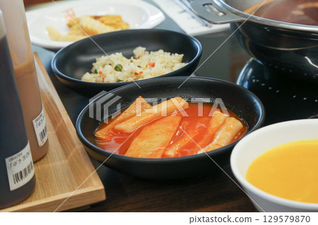 Korean traditional spicy food. Tteokbokki Korean traditional spicy food. Tteokbokki 129579870