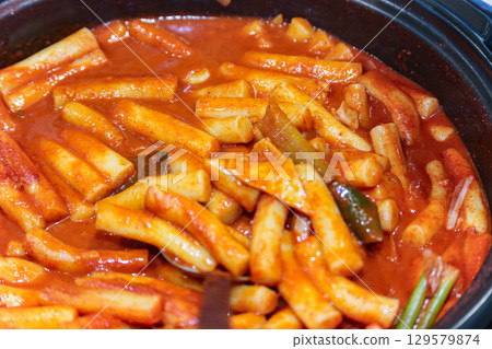 Korean traditional spicy food. Tteokbokki Korean traditional spicy food. Tteokbokki 129579874