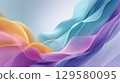 像柔和的波浪一樣流動的抽象柔和色彩圖案 129580095