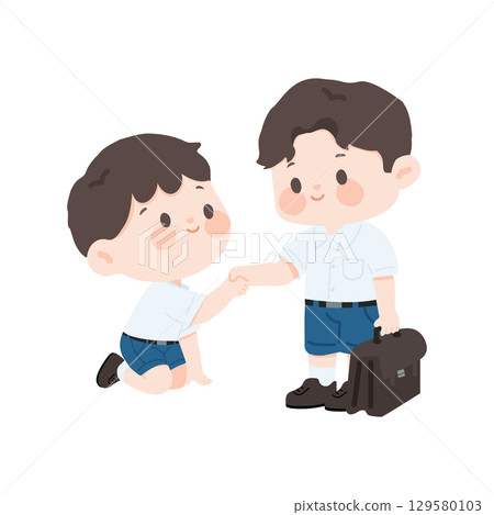 Illustration of Students Showing Respect 129580103