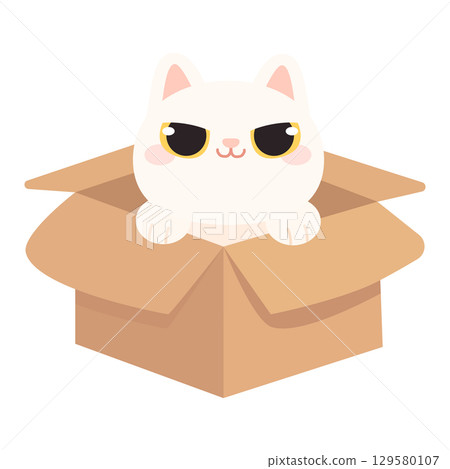 Illustration of a Cat in a Box Illustration of a Cat in a Box 129580107