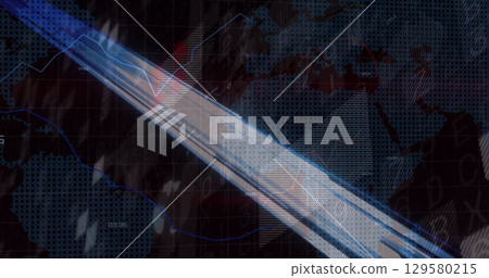 Image of lights, graphs and data on digital screen Image of lights, graphs and data on digital screen 129580215