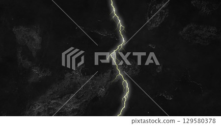 Image of yellow bolts of lightning white flashes in night sky Image of yellow bolts of lightning white flashes in night sky 129580378
