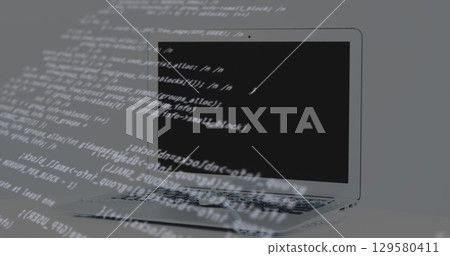 Image of data processing over laptop 129580411