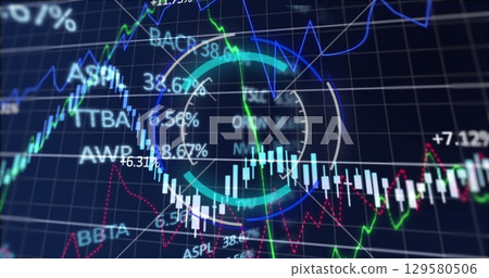 Image of scope and financial data processing over grid Image of scope and financial data processing over grid 129580506