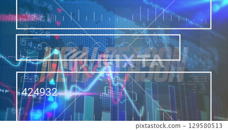 Image of data processing over digital car on black background 129580513