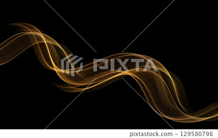 Abstract shiny transparent gold wave design element 129580798