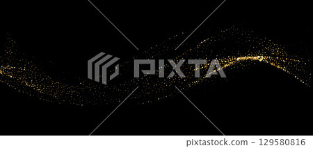 Abstract shiny gold glitter particles design element 129580816
