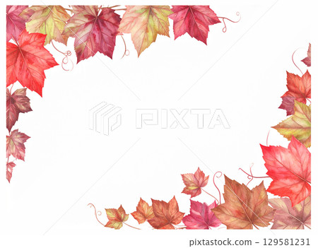 Beautiful fallen leaf corner decoration 129581231