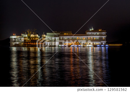 Taj Lake Palace seen from Ambrai Ghat 129581562