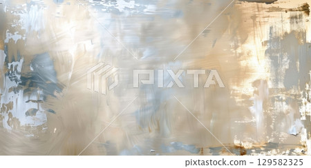 Abstract painting background in beige and light blue colors with brushstrokes 129582325