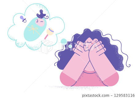 Motherhood and dreaming of baby concept 129583116