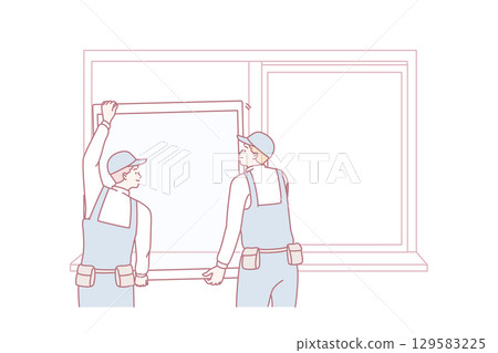 Repairing and reconstruction at home concept 129583225