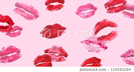 Floating lip prints with lipstick kiss marks 129583264
