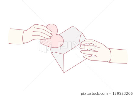 Hand take heart symbol from envelope 129583266