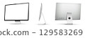 Realistic computer screen mockup. Computer display on three sides with blank screen. 129583269