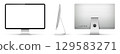Realistic computer on three sides with blank screen. Front, side and back view of computer display. 129583271