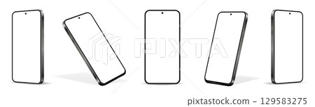 Realistic smartphone mockup white screen. Mobile phone vector isolated on white background. 129583275