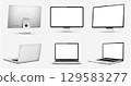 Computer screen mockup, laptop computer mockup different angles views. 129583277