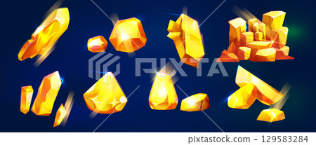 Golden crystal formations for game assets Golden crystal formations for game assets 129583284