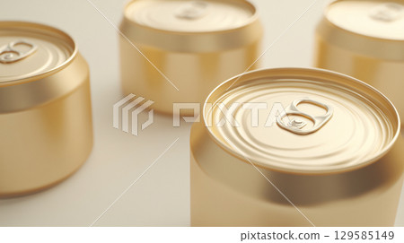 Cans of sweet drinks or beer, soda cans in a beverage manufacturing factory. AI Generated. Cans of sweet drinks or beer, soda cans in a beverage manufacturing factory. AI Generated. 129585149