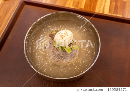 Korean traditional food. Cold buckwheat noodles 129585271