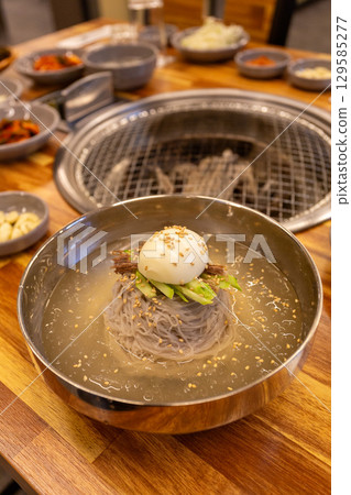 Korean traditional food. Cold buckwheat noodles 129585277