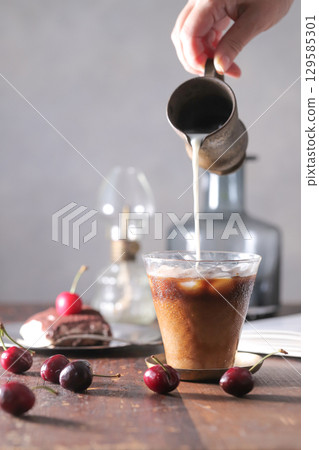 Iced coffee and tiramisu snack Iced coffee and tiramisu snack 129585301