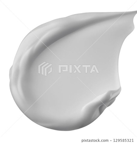 Cosmetic white cream balm texture smudge isolated. White cosmetic face cream texture. png image. Lotion smear isolated on white background. Beauty skincare product swatch. BB cream smudge 129585321