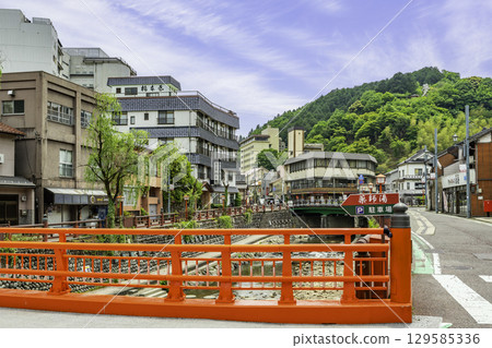 Yumura Onsen, Haruki River from Keiei Bridge to Onsen Bridge, Shin-Onsen Town, Hyogo Prefecture 129585336