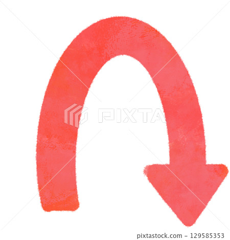 Simple watercolor style red U-turn arrow illustration Simple watercolor style red U-turn arrow illustration 129585353
