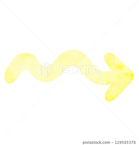 Simple watercolor style yellow wavy arrow illustration 129585378