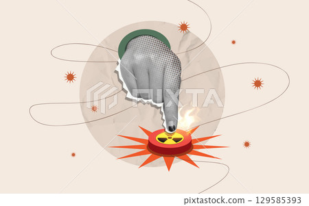 Warning against war with a striking visual of destructive potential. Vector illustration Warning against war with a striking visual of destructive potential. Vector illustration 129585393