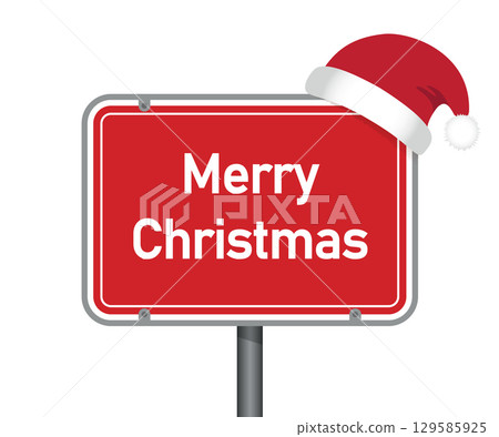 traffic sign with merry christmas text isolated vector illustration traffic sign with merry christmas text isolated vector illustration 129585925