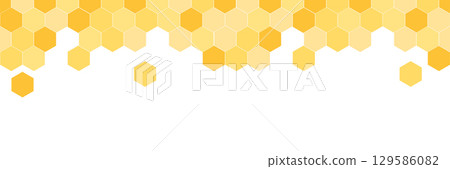 Seamless border pattern with honeycomb. Cute beekeeping frame design isolated on white background. Vector illustration. 129586082