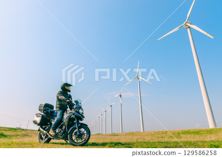 Touring Hokkaido by motorcycle: Otonrui Wind Farm 129586258