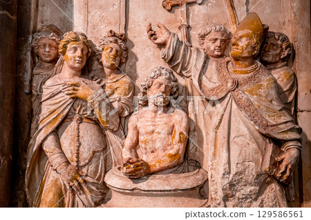 interiors and details of Saint-Remi basilica, Reims, France 129586561