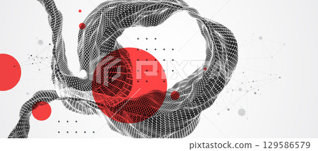 Abstract wireframe art background. Modern science or technology art. Surface illustration. Vector. 129586579