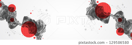 Abstract wireframe art background. Modern science or technology art. Surface illustration. Vector. 129586580