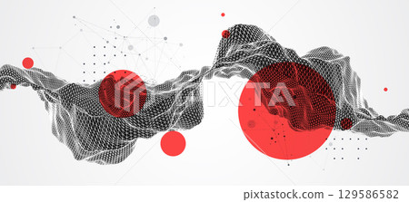Abstract wireframe art background. Modern science or technology art. Surface illustration. Vector. Abstract wireframe art background. Modern science or technology art. Surface illustration. Vector. 129586582
