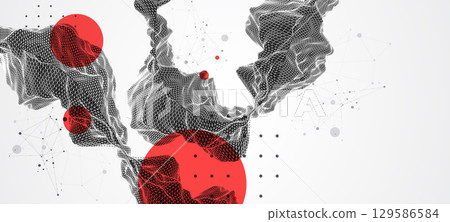 Abstract wireframe art background. Modern science or technology art. Surface illustration. Vector. Abstract wireframe art background. Modern science or technology art. Surface illustration. Vector. 129586584