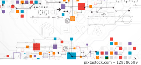 Abstract technology concept. Circuit board, high computer color background. Vector illustration with space for content, web - template, business tech presentation. 129586599