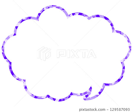 彩色玻璃風格的對話泡泡,三角形圖案,圓形雲形 彩色玻璃風格的對話泡泡,三角形圖案,圓形雲形 129587093