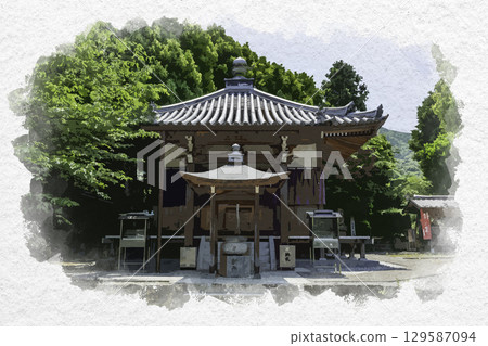 香川縣善通寺市曼荼羅寺大師堂的水彩畫，該寺是四國八十八寺巡遊的第 72 站。 129587094