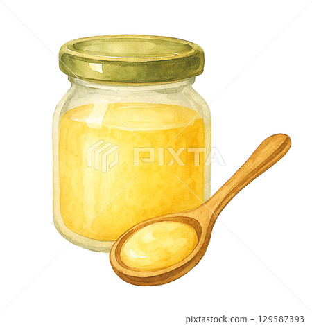 Watercolor series: Honey and royal jelly illustrations 129587393